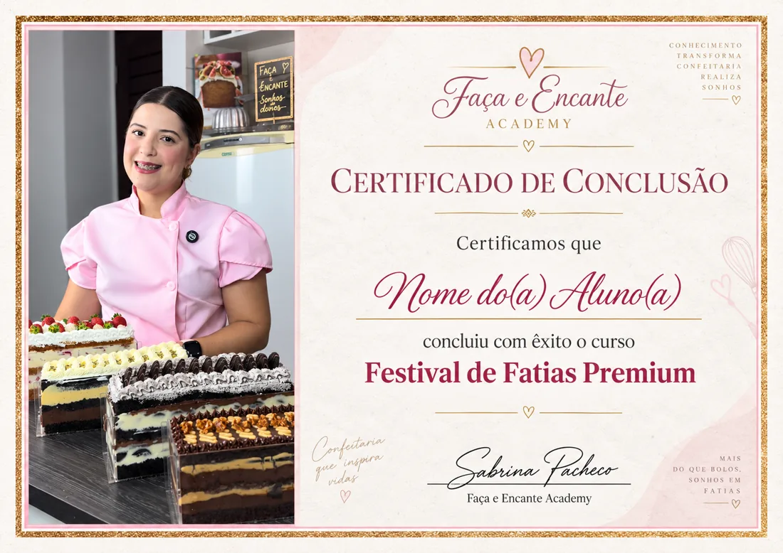 Certificado de conclusão do curso Festival de Fatias Premium